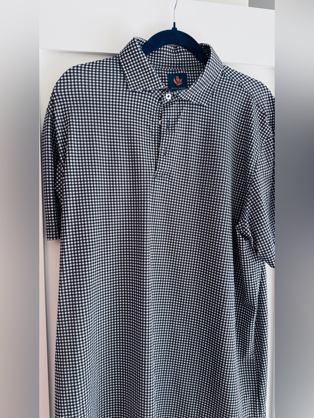 Donald Ross Men’s Black & White Gingham Polo Shirt size Large